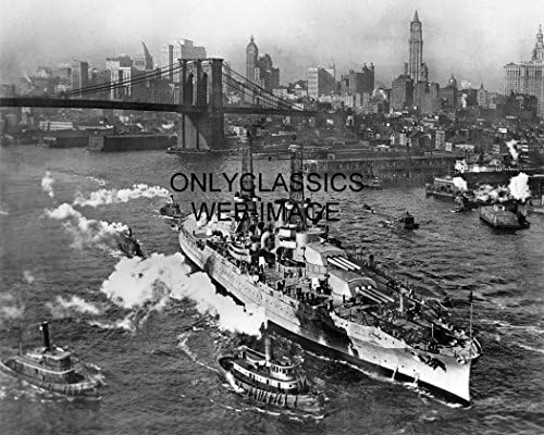 Само Класика 1916 година УСС Аризона Бенталиши на Источен Ривер во Newујорк Сити 8х10 Фото Втората светска војна икона на Втората светска војна