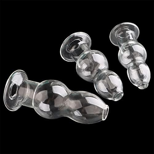 Кристален калабаш форма транспарентен анален приклучок peephole чиста шуплива стаклена задник приклучок за секс играчка