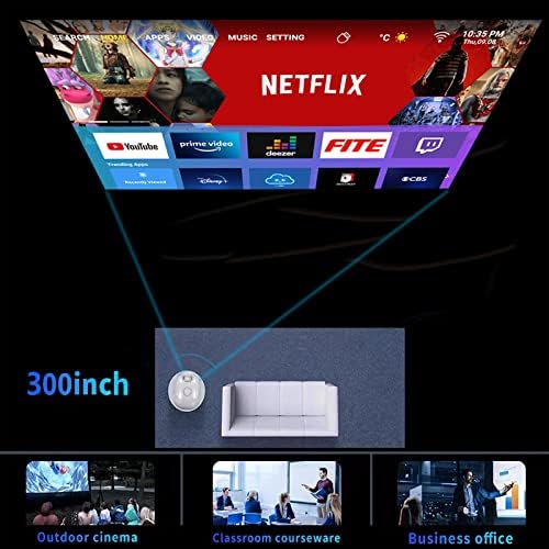4K проектор со 5G WiFi и Bluetooth, Android TV Projector 1080P Full HD 4K поддржан, проектор за надворешна употреба, 500 екран