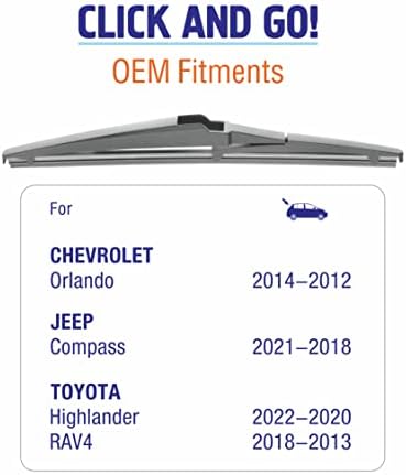 Wowiper Заден бришач сечило 10 инчи, кликнете и одете за Toyota RAV4 2018-2013 Highlander 2022-2020 /Jeep Compass 2021-2018