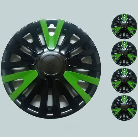 Копри комплет од 4 покривка од 4 тркала од 13 инчи црно-зелена Hubcap Snap-on одговара на акцентот на Hyundai
