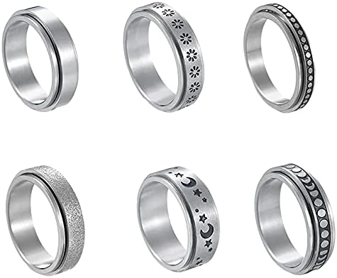 Мајка ќерка ringsвони мажи 6 парчиња ротирачки прстен дами за медитација Подароци прстени замрзнати прстени лажица накит прстен