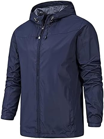 ADSSDQ Менс јакна зима, парк зима плус големина долга ракав палто Менс мода со средна тежина на ветроупорна јакна Висок врат