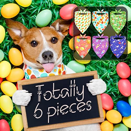 6 пакувања Велигденски кучиња Бандана триаголник Бибс што може да се пеат за миење садови за миленичиња шарена зајаче пролетна