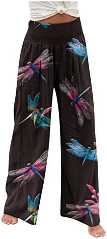 Мито палацо панталони за жени мода печатено лето високо половината еластични панталони со широки нозе
