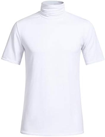 Кошула за мажи Turtleneck цврсти кратки ракави врвови на блуза обична пролетна летна памучна мешавина од кошули