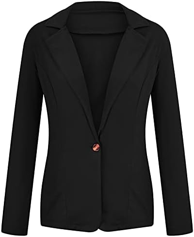 Womenенски пролетни блузи цврсти отворени предни џебови кардиган формална костум со долга ракав блуза палто Туника врвови