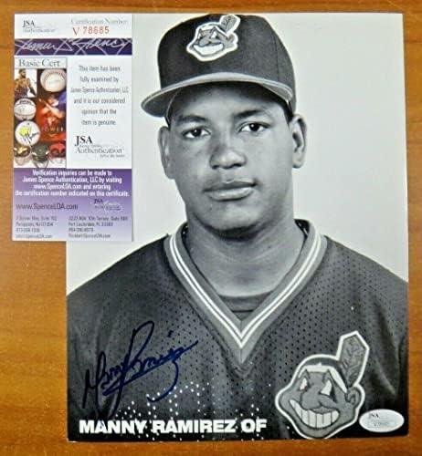 Мани Рамирез потпиша дебитант Година 7,5 x 9,5 Фото JSA COA - Автограмирани фотографии од MLB
