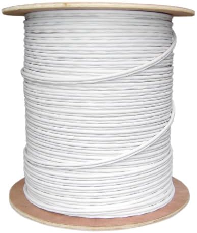 Offex of-10x3-18291nh најголемиот дел RG59 Сијамски коаксијален/кабел за напојување, бело, цврсто јадро 18 AWG 2 проводникот
