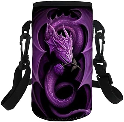 Подарок Purpuzz Purple Dragon Print Water Crossbody Tag со прилагодлива лента за рамо 1000-1200ml