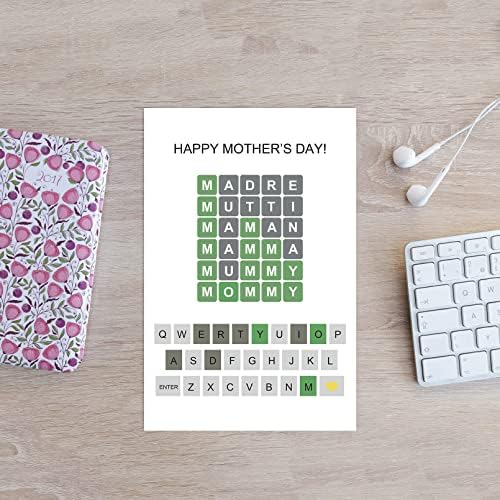 Wordle игра со тематска картичка за Денот на мајката, картичка за смешни мајки, картичка за загатки со лудост за мама