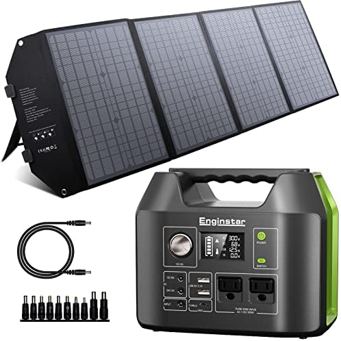 EnginStar Solar Generator 300W Green, 100W соларна панел, 80,000mAh преносна банка за напојување со AC излез за надворешно кампување