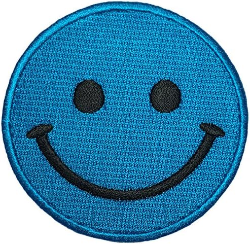 Ranger Return Smile Face Среќен знак Смешна апликација извезена шива железо на лепенка - сина боја