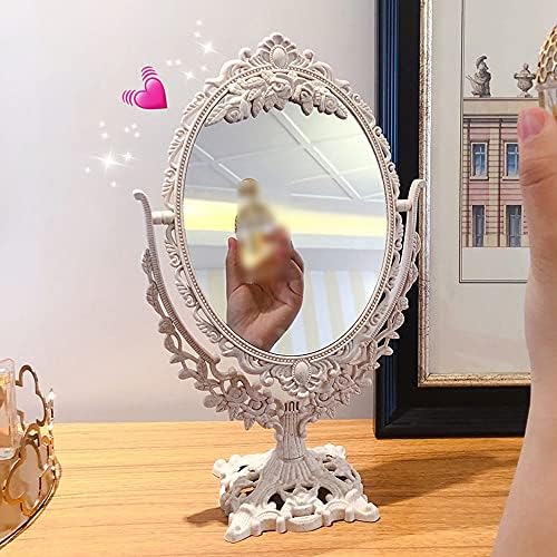 Amayyahzj Vanity Mirror Desktop во облик на срце, двострана огледало за шминка, огледало за фото-промови, десктоп Едноставно