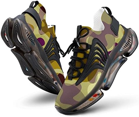 Gjetfdap Машки 3D печатени модни спортови чевли за камуфлажа за спорт на отворено, мека и удобна чипка на чевли за трчање на