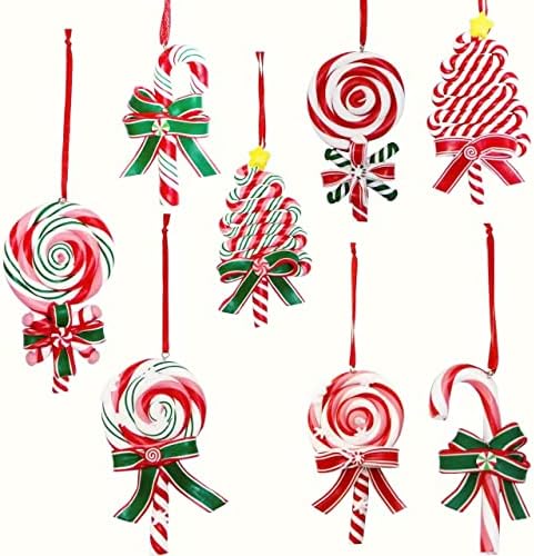 Wymbs ydky 8 парчиња Божиќно -украс украс за бонбони трска новогодишна елка виси украси полимер глинен бонбони украси за новогодишни
