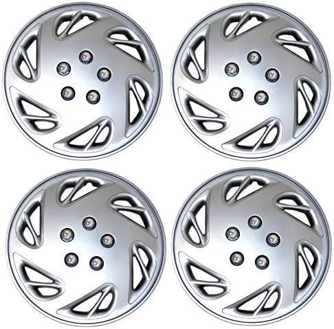 TuningPros WSC3-054S17 4PCS Постави предвремена метална сребрена сребрена сребрена покривка на тркалото на среброто