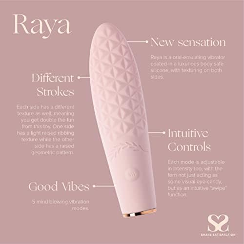 Споделете задоволство RAYA - луксузен текстуриран клиторен вибратор со 10 режими на вибрации, заоблен и заострен врв за стимулација