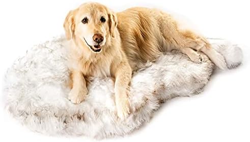 Брендови PAW Puprug Faux Furm Memory Memory Fonam Orthopedic Dog Bed, Premium Memory Fonam Base, Ultra-Moft Faux Fur Cover,