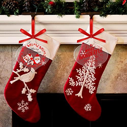 Јасни акрилни Божиќни украси Акрилик Божиќ DIY ознака со форма на праска форма празно акрилни божиќни украси со црвена лента
