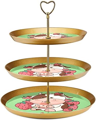 Држач за држач за штанд со чаша пластична десерт штанд торта штанд 3 нивоа за сервис за приказ на штанд, цртан филм животински