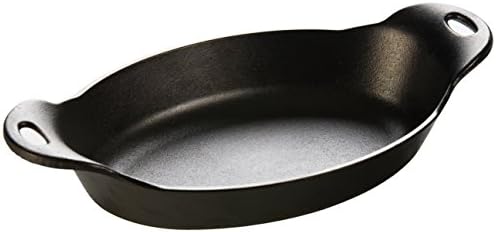 Ложа Хосд топлина засилено и зачинето леано железо, 36-унца овална чинија за сервирање, 36 унца, црна