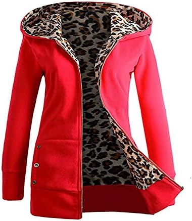 Плус палто со големина, елегантен божиќен худи со долги ракави за жени преголема канцеларија дебела леопард худи мека