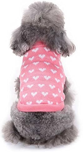 Џемпер за кучиња за големи кучиња момче розово срце тркалезно вратот мало милениче куче симпатична облека кутре џемпер мало