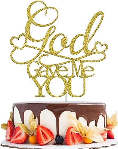 Златна свадбена торта декорација, Бог ми даде торта декорација, се користи за свадби, ангажмани, свадба банкет