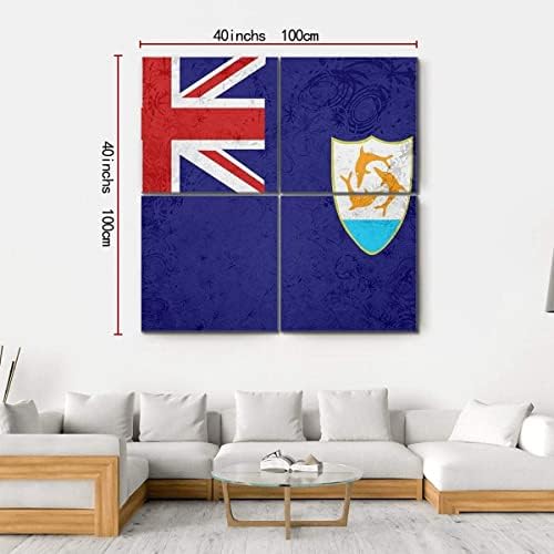 Ерго плус знаме на anguilla wallидна уметност Зачудувачка истегната сликарство подготвено да се обеси за домашен декор - совршен