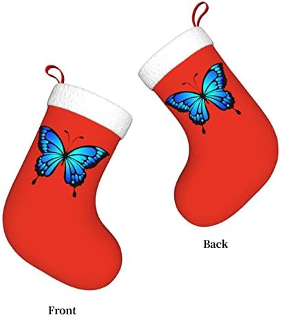 Yuyuy убава пеперутка Божиќна порибна декорација на одмор камин виси чорап 18 инчи чорапи