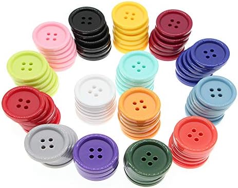Копчиња за шиење на мешани смола од 110 компјутери, копчиња за кружни рефус за занаети за шиење на DIY, палта, костуми, 5 бои
