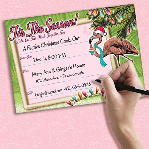 Пинк Фламинго, ретро покани за забави за одмор, 25 пополнуваат покани со пликови