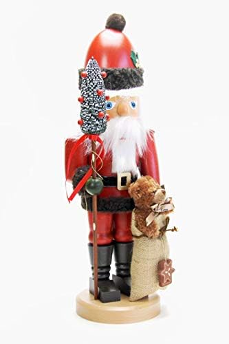 Кристијан Улбрихт Германски Божиќни ореви на орев Санта Клаус со Теди - 44,5 см / 18 инчи - автентични германски оревици на