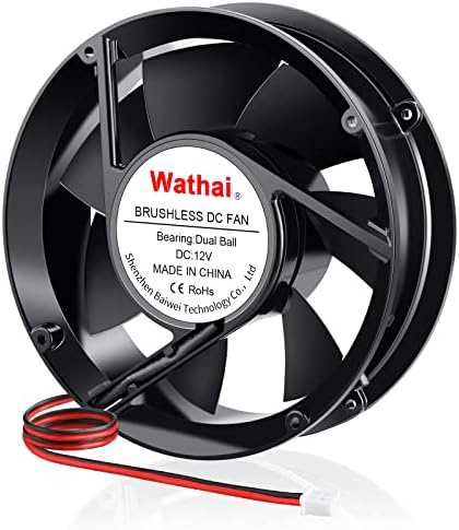 Wathai DC Аксијален вентилатор Висок Ariflow 250cfm Индустриски случај за ладење на ладење 170мм x 150мм 50мм
