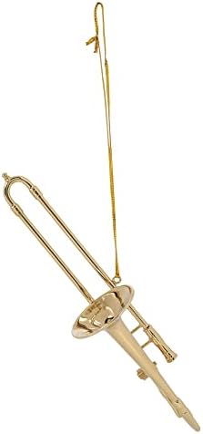 Подароци од Бродвеј, ко -златен тон тромбон инструмент 5 инчен месинг виси украс