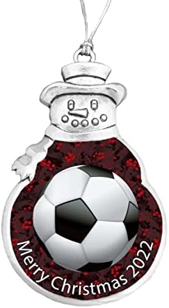 Фудбалска црвена позадина Среќен подарок за божиќен сребрен украс Изберете Снежа од снегулка од снег, сијалица
