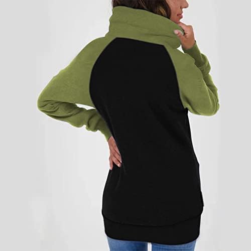 Фрагрен ров палто за жени есен и зимска цврста боја крпеница на вртежната маичка Топ јакна