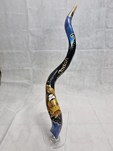 Продажба за shofar јеменски полски рог големина 46 боја насликан куду лав на Јуда од Израел Активен
