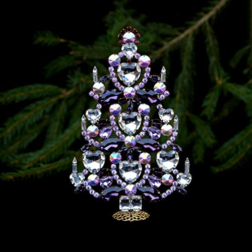 Кристално новогодишна елка, масичкото дрво е рачно изработено со јасни, аметист и виолетова украси за украси на кристал.