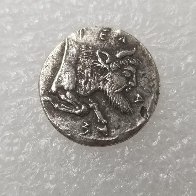 Антички Занаети Грчка Монета Бакар Сребрена Обложена На Возраст Од Сребрен Долар Сребрена Рунда 3408