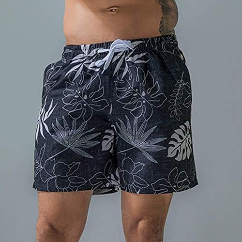 Шорцеви за мажи од табла лабава се вклопуваат во тропски принт Хавајски костуми за капење со џебови кул гроздобер тренинг одбор