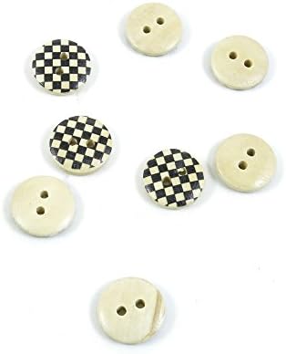 40 парчиња копчиња за шиење дрво шијат на уметнички занаети идеи за прицврстување RE021 црно бело карирано