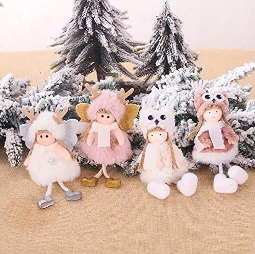 Божиќни ангели декор, 4 пакувања слатки елка што висат украси