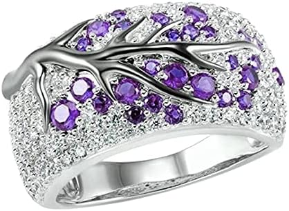 Yistu Dainty Rings for Women Ring Lum Creative P, дами прстен циркон дијамантски дами свадбена гранка цвет прстени забавни прстени