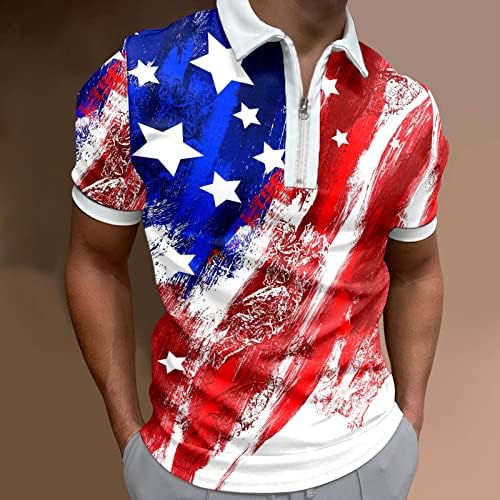 Машко американско знаме Поло кошули Патриотски 4-ти јули маици летни обични гроздобер кратки ракави Туника врвови