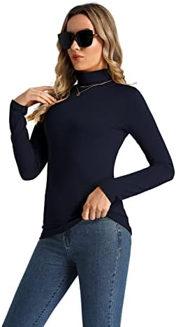 Женски лесни тенок тенок кошули со женски врвот со долг ракав мек термички пуловер врвот