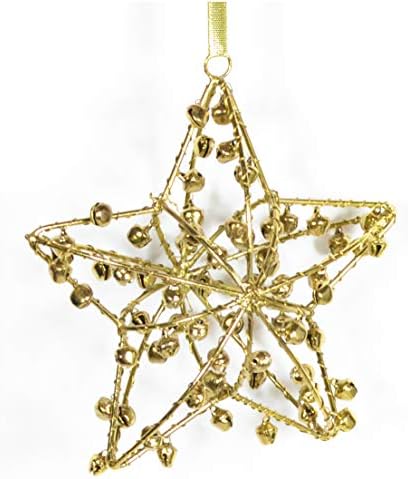 Мандаринска рачно изработена starвезда на Златното bellвезда и елка што висат - сет од 3 компјутери