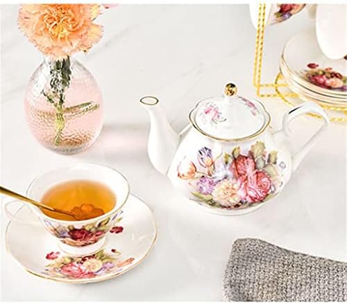 генерички цвет во коска во коски во кинески чај од чај попладне Поставено чајник порцелан 1 чајник 2 чаши и чинии
