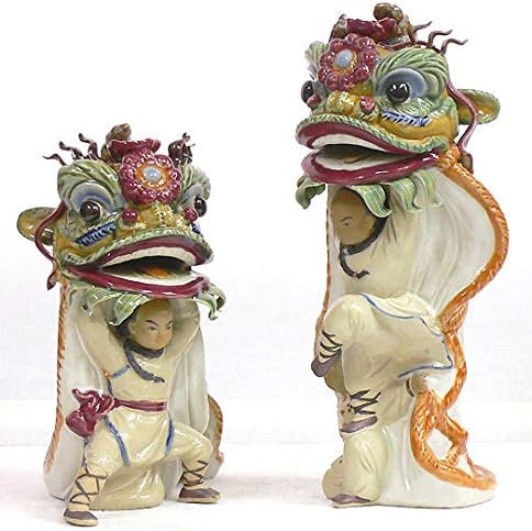Пар антички кинески керамички фигура змеј лав танц